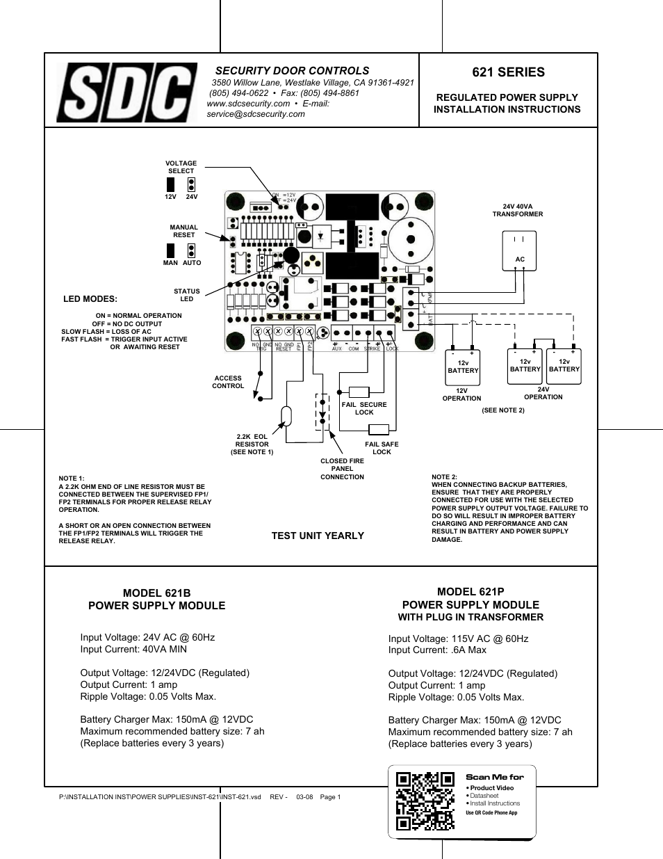 SDC 621 SERIES User Manual | 3 pages