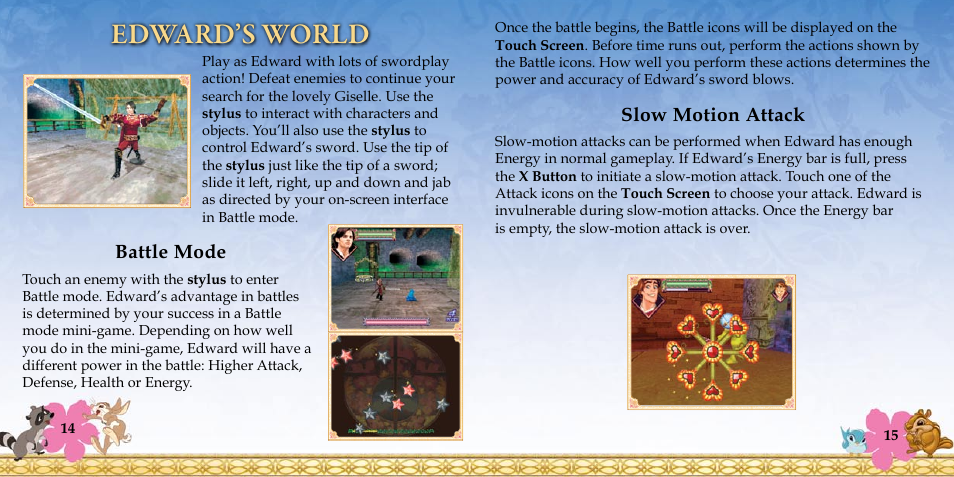 Edward’s world, Battle mode, Slow motion attack | Disney Interactive Studios Enchanted NTR-YECE-USA User Manual | Page 10 / 14