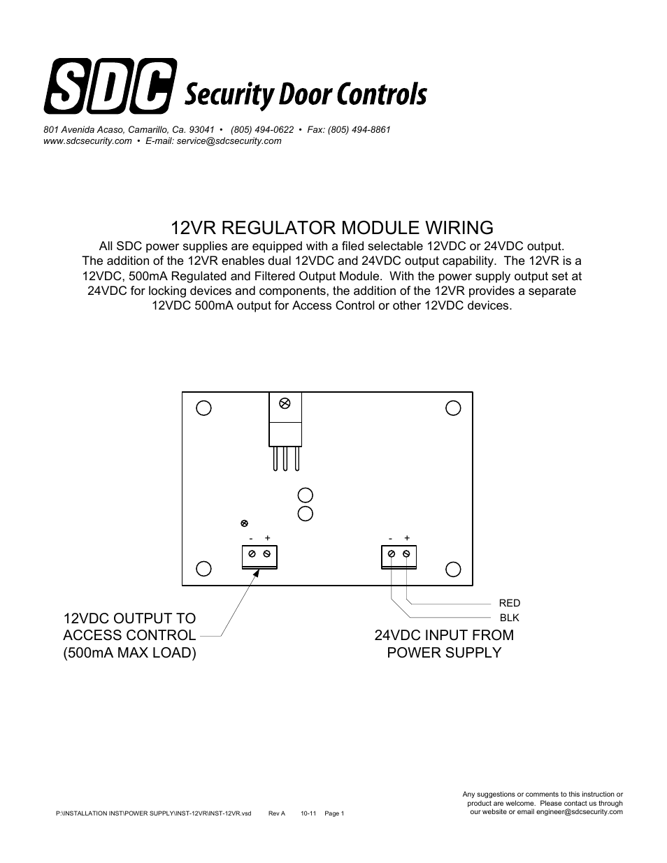 SDC 12VR User Manual | 1 page