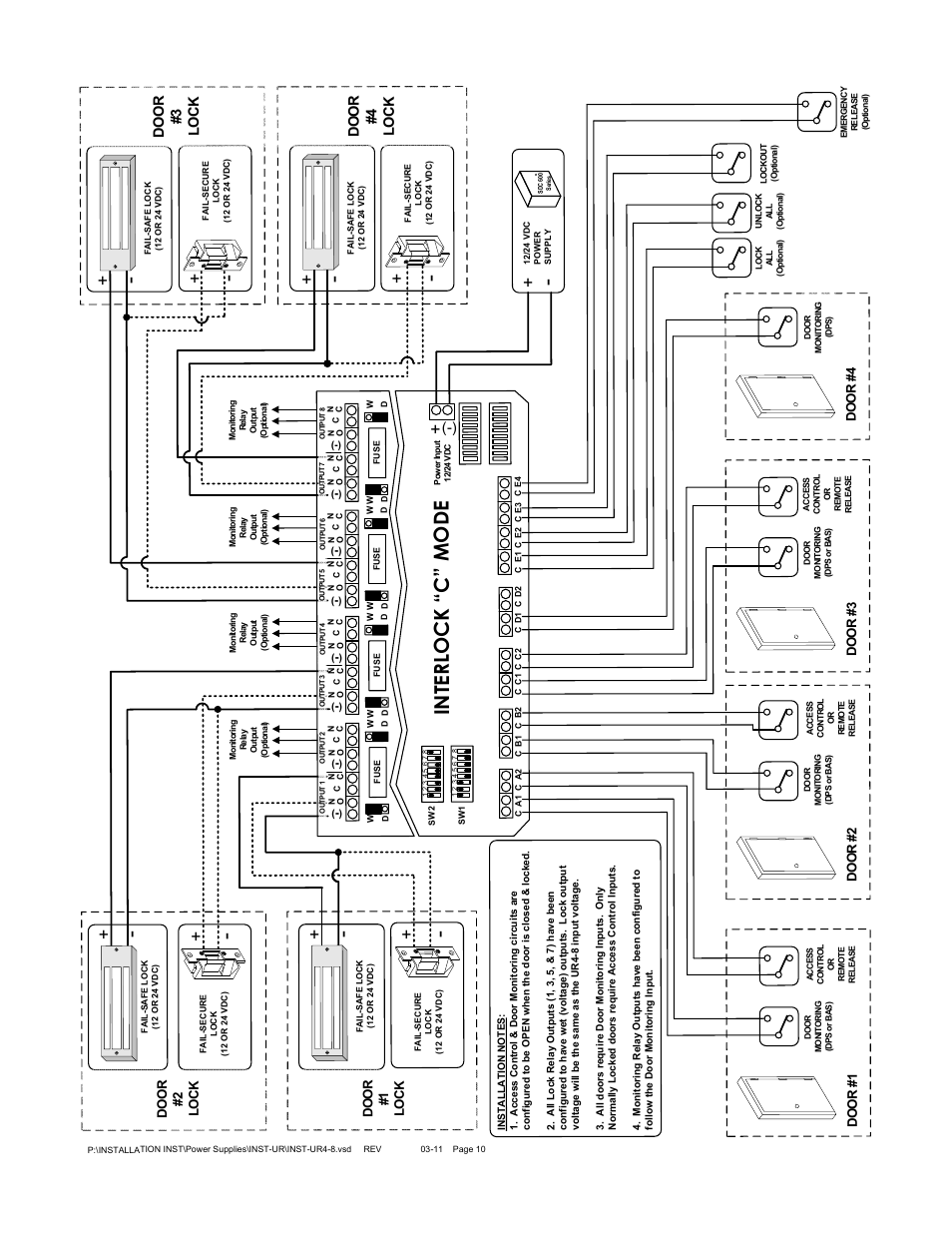 Do o r # 4 l o c k, Do o r # 3 l o c k, Do o r # 1 l o c k | Do o r # 2 l o c k | SDC UR4-8 User Manual | Page 10 / 16