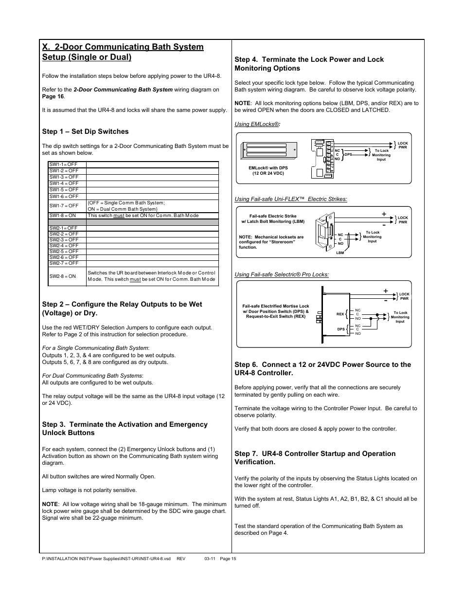 Step 1 – set dip switches | SDC UR4-8 User Manual | Page 15 / 16