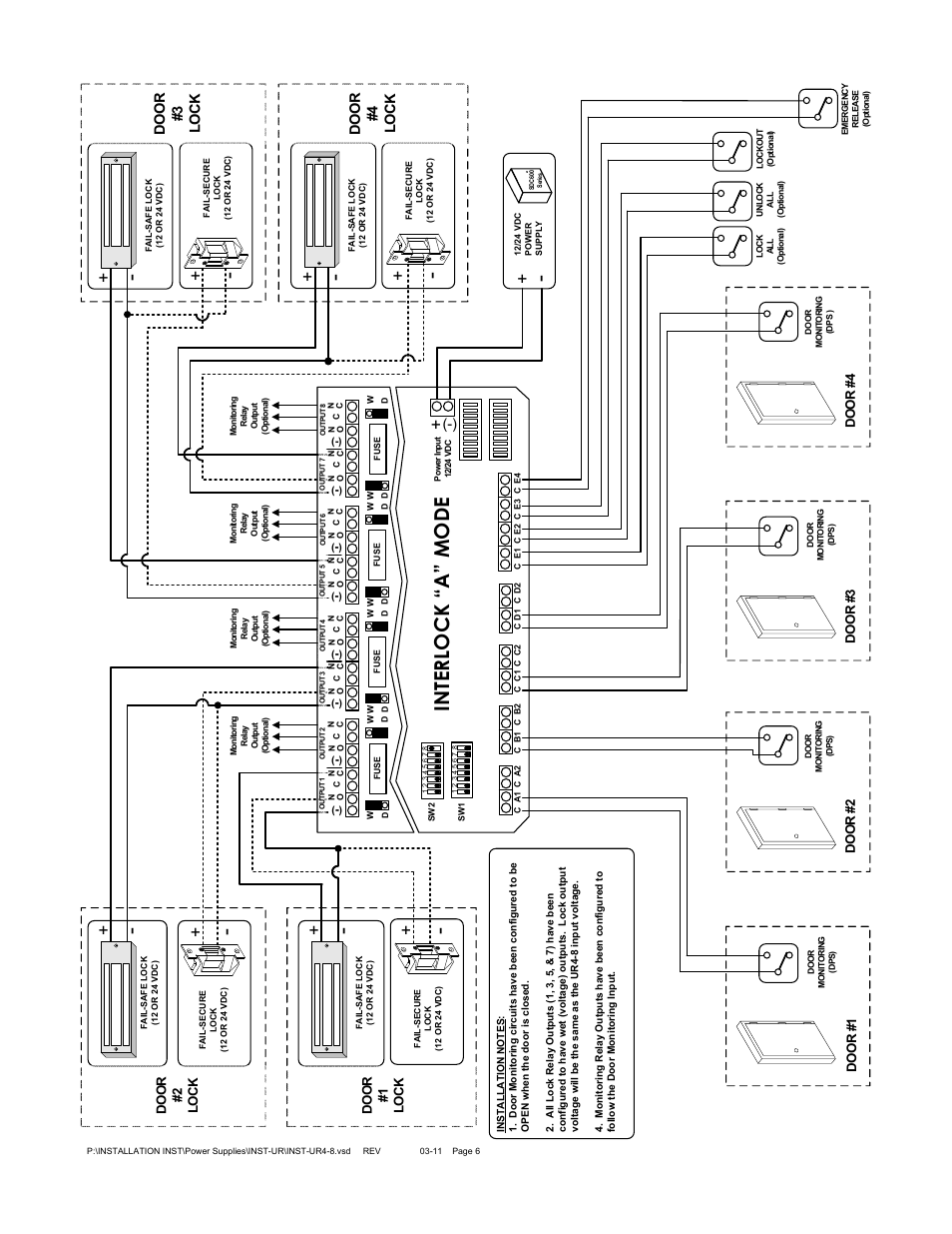 Do o r # 4 l o c k, Do o r # 3 l o c k, Do o r # 1 l o c k | Do o r # 2 l o c k | SDC UR4-8 User Manual | Page 6 / 16