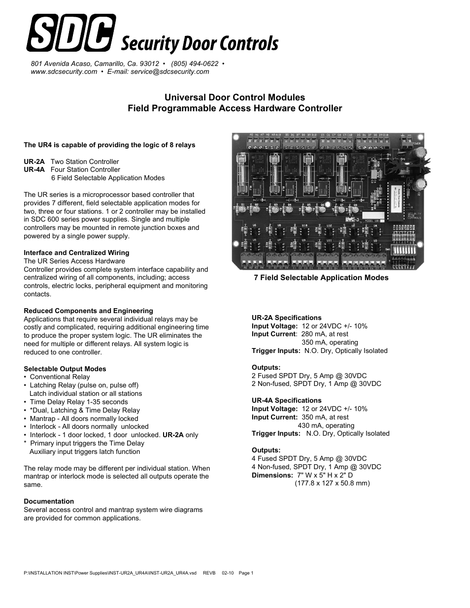 SDC UR-4A User Manual | 2 pages