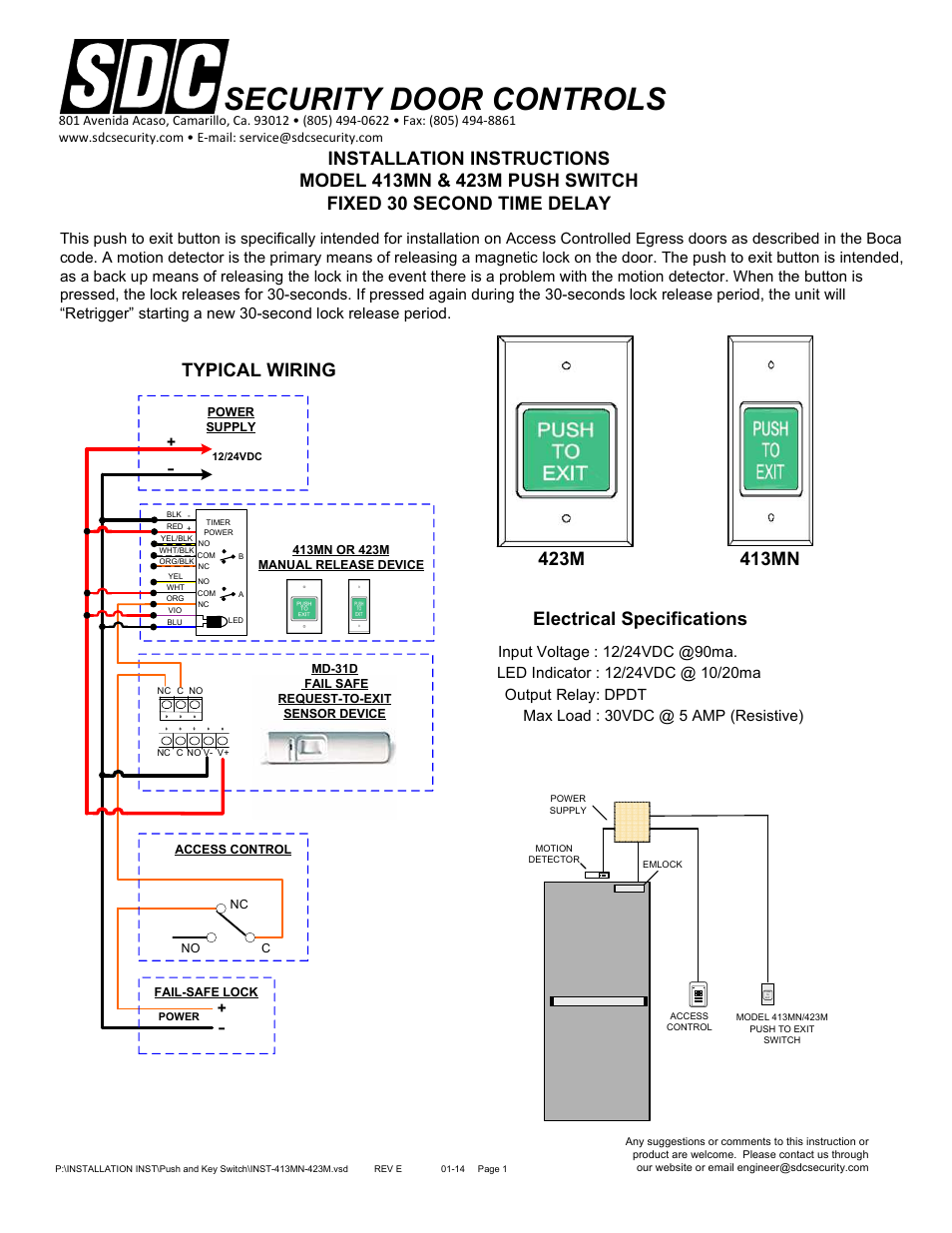 SDC 413MN PUSH SWITCH User Manual | 1 page