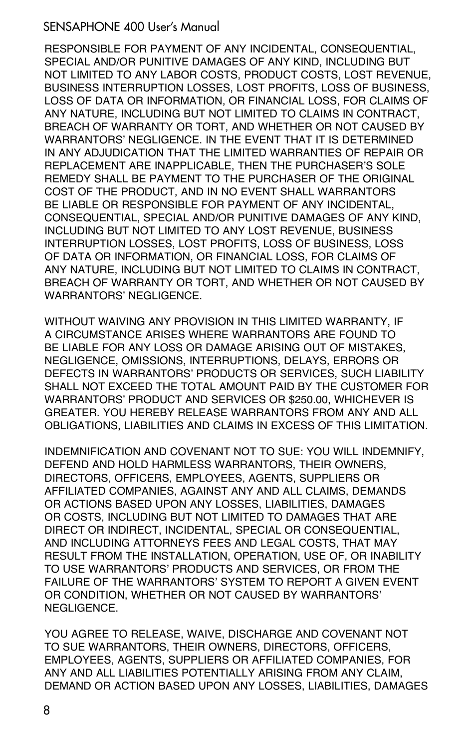 Sensaphone 400 User Manual | Page 10 / 134