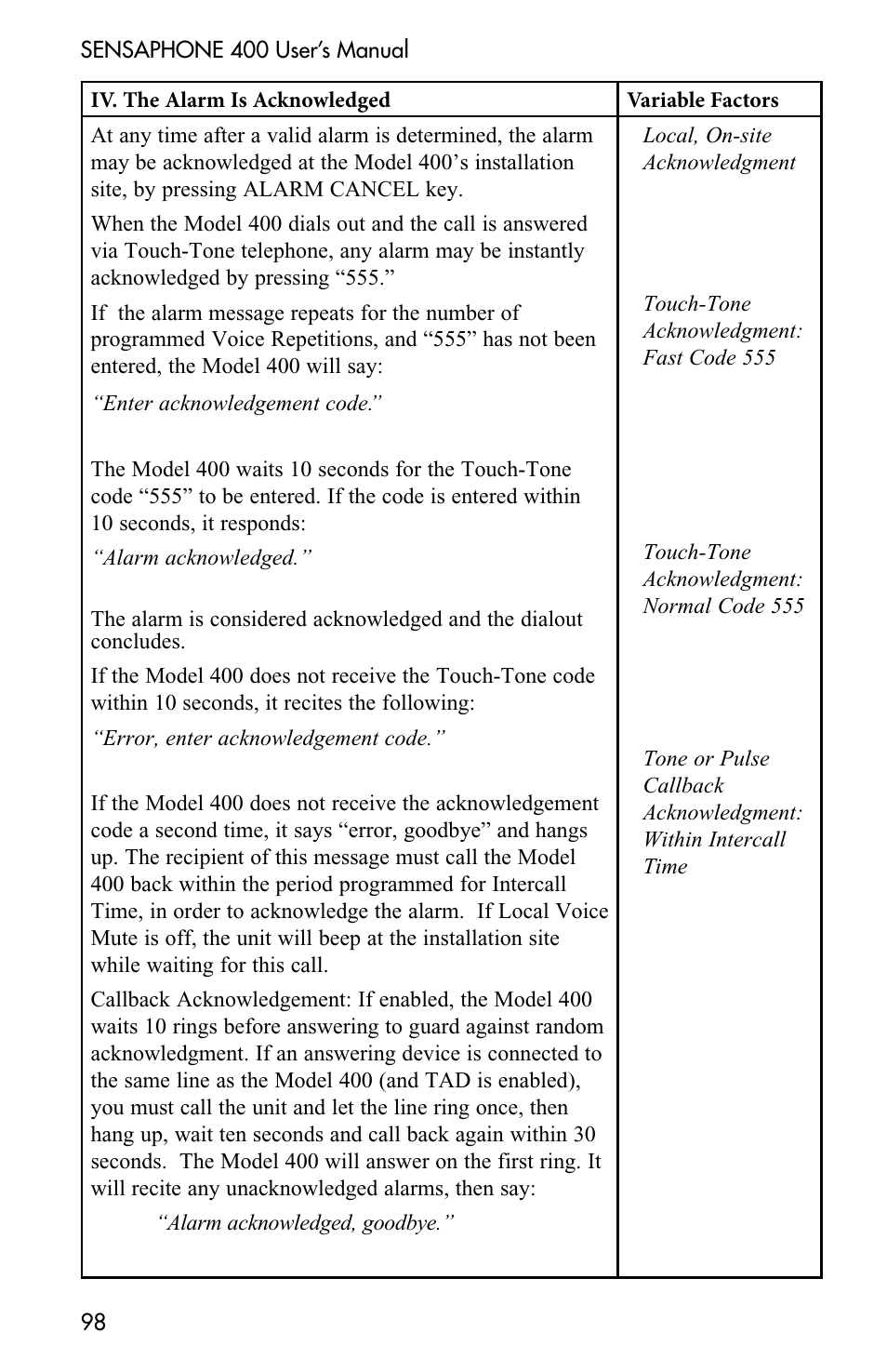 Sensaphone 400 User Manual | Page 100 / 134