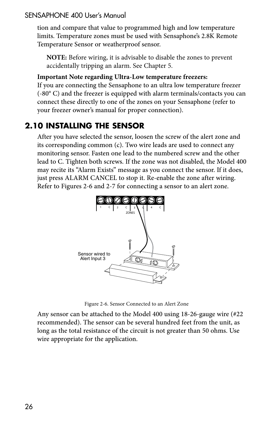 2 .10 installing the sensor | Sensaphone 400 User Manual | Page 28 / 134