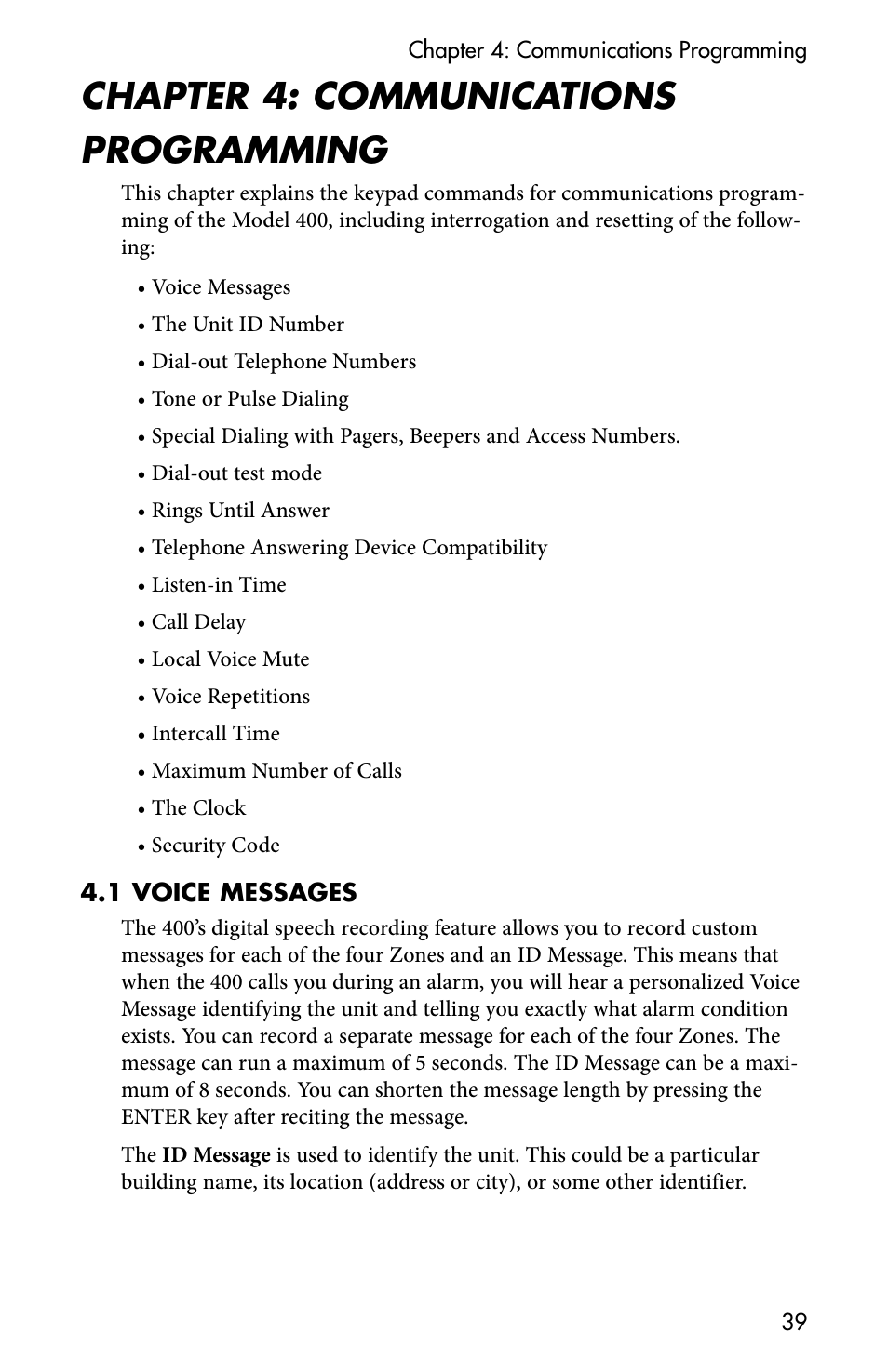 Chapter 4: communications programming | Sensaphone 400 User Manual | Page 41 / 134