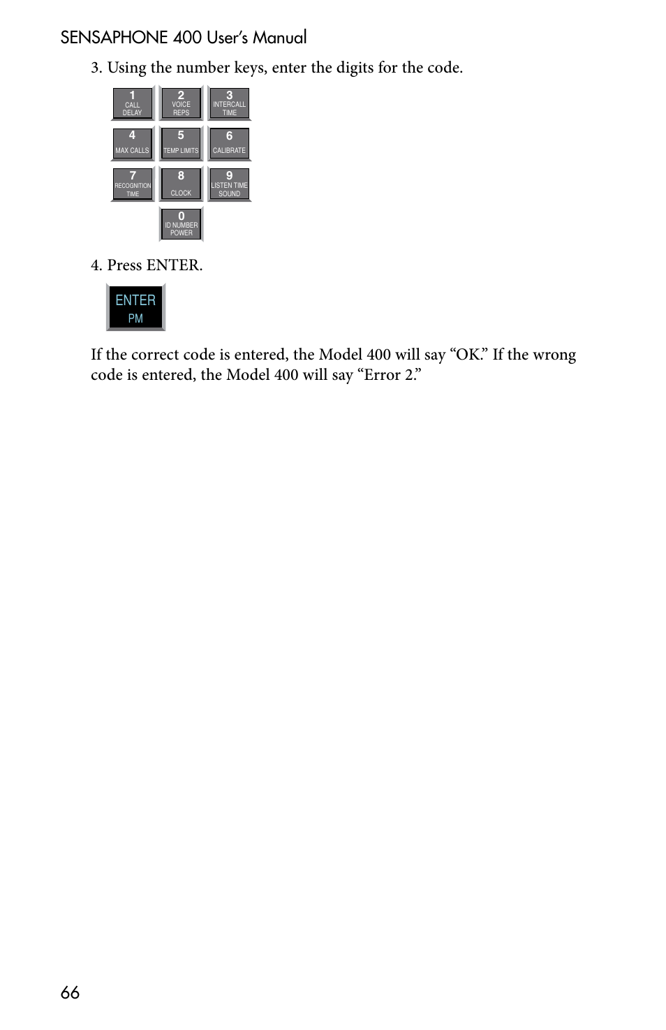 Press enter, Enter | Sensaphone 400 User Manual | Page 68 / 134