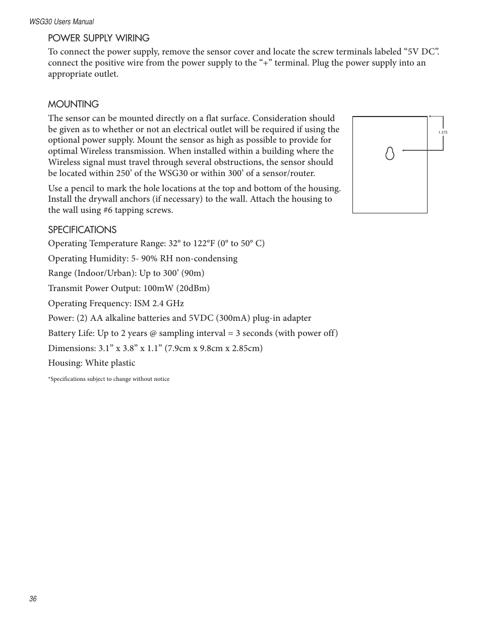 Sensaphone WSG30 System Users manual User Manual | Page 36 / 57