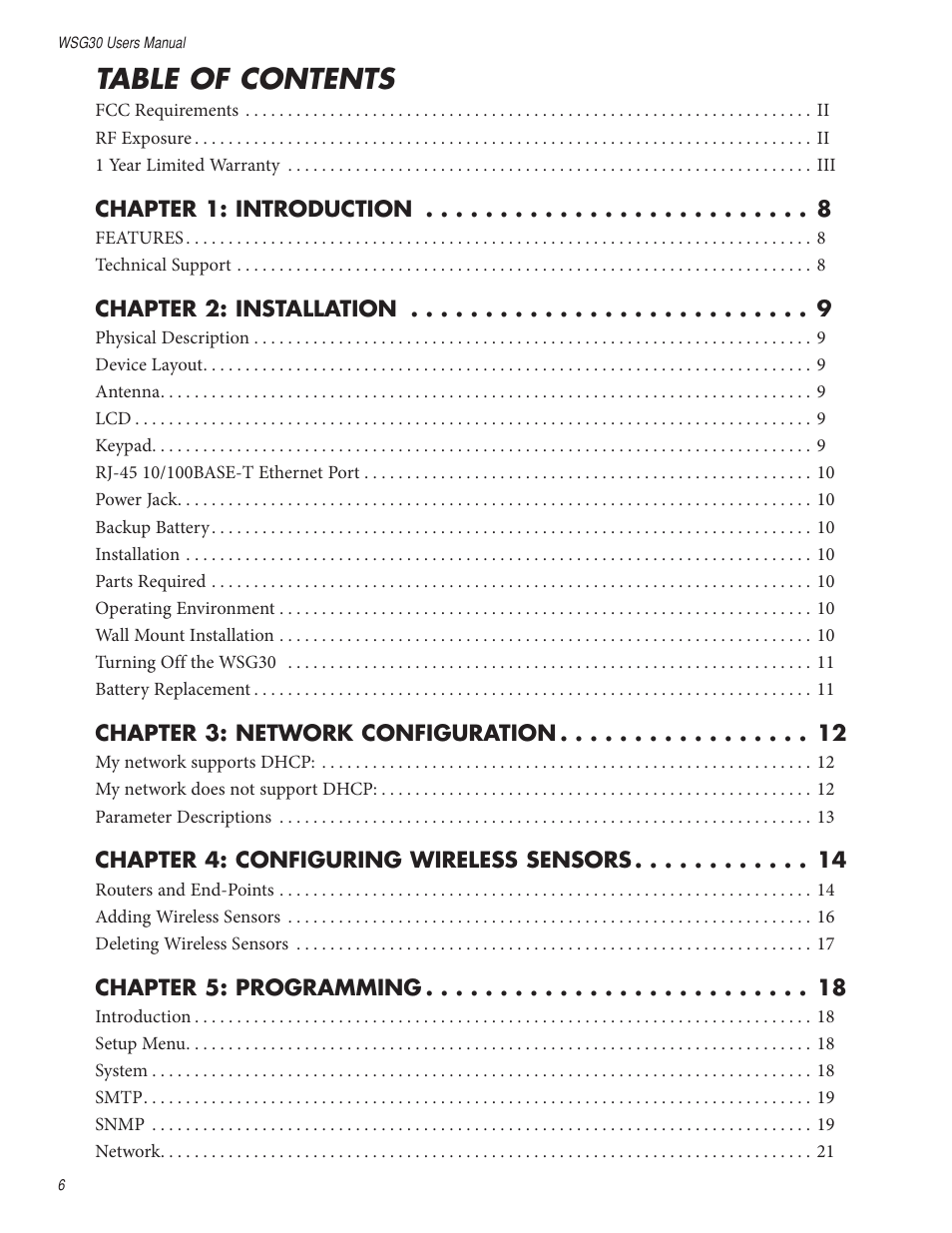 Sensaphone WSG30 System Users manual User Manual | Page 6 / 57