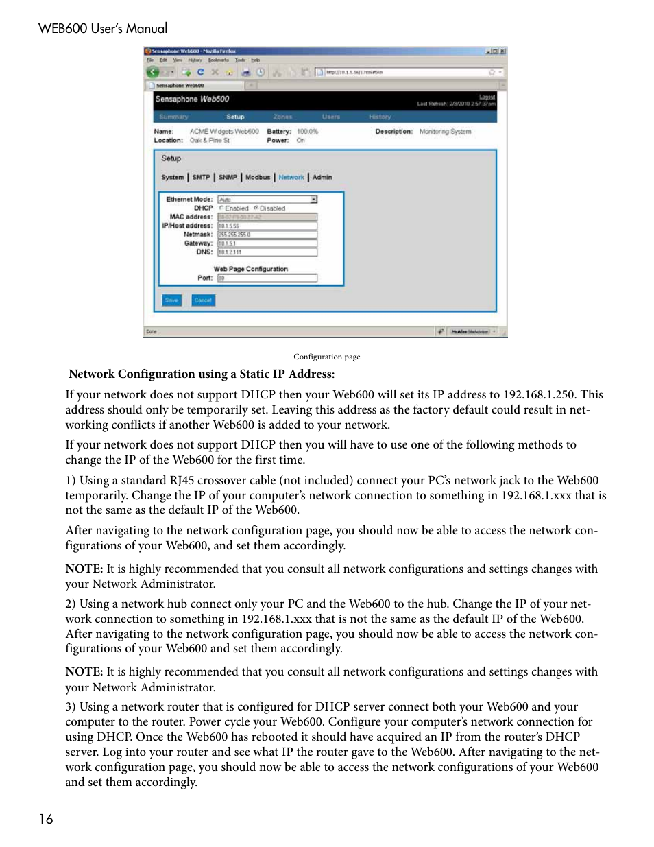 Sensaphone WEB600 Users manual User Manual | Page 16 / 57