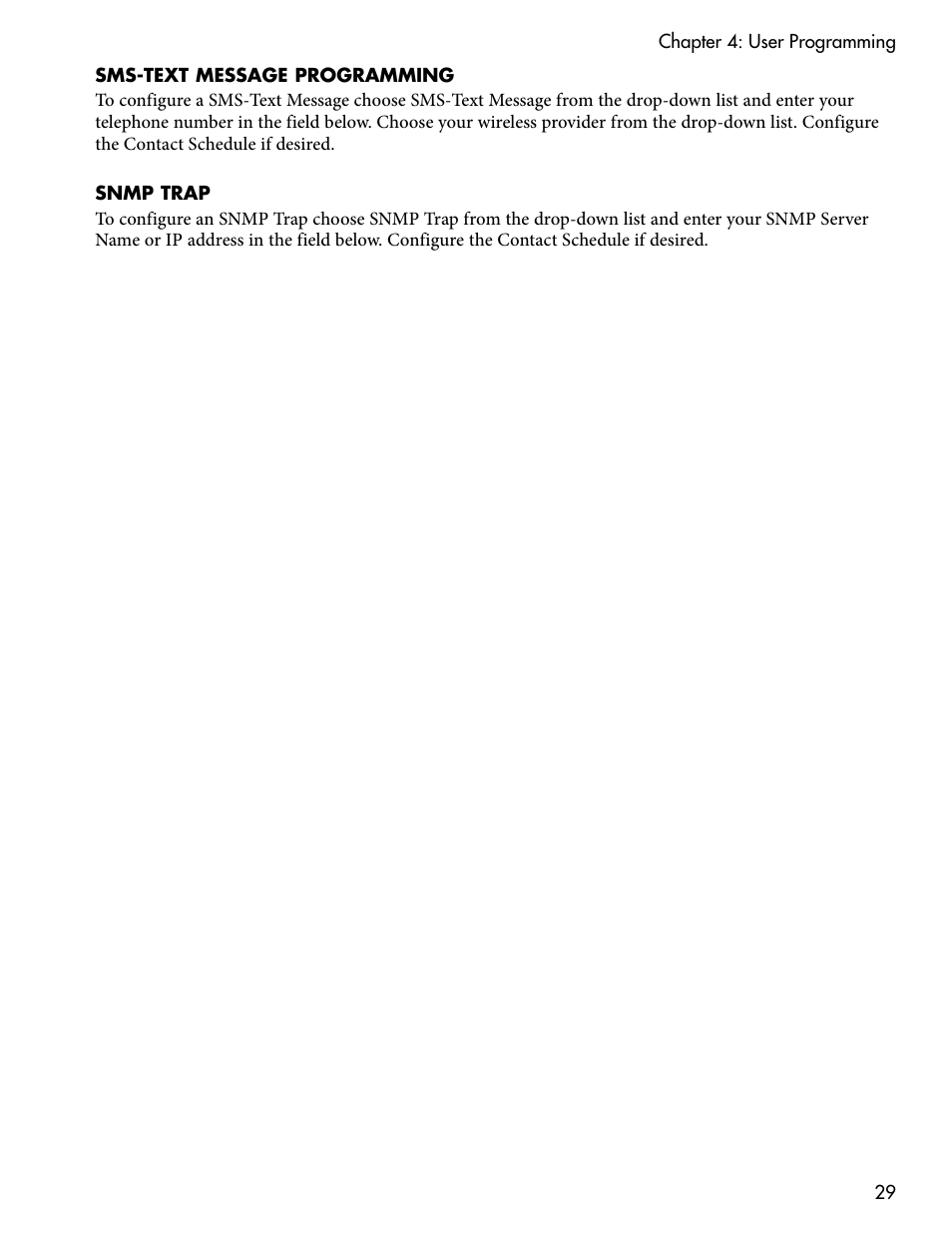 Sms-text message programming, Snmp trap, Sms-text message programming snmp trap | Sensaphone WEB600 Users manual User Manual | Page 29 / 57