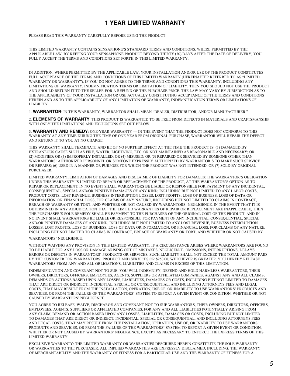 51 year limited warranty | Sensaphone WEB600 Users manual User Manual | Page 5 / 57