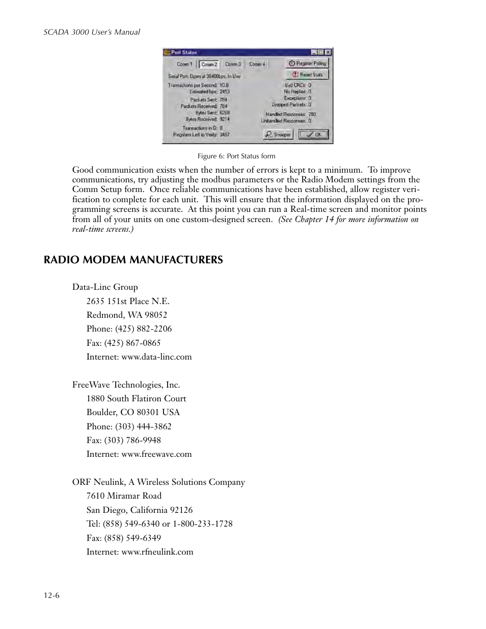 Radio modem manufacturers, Radio modem manufacturers -6 | Sensaphone SCADA 3000 Users manual User Manual | Page 118 / 318