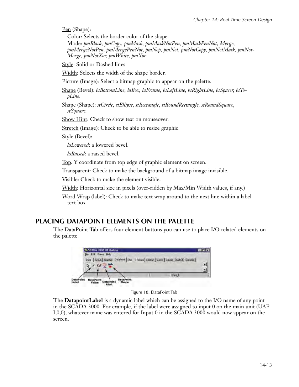 Placing datapoint elements on the palette, Placing datapoint elements on the palette -13 | Sensaphone SCADA 3000 Users manual User Manual | Page 137 / 318