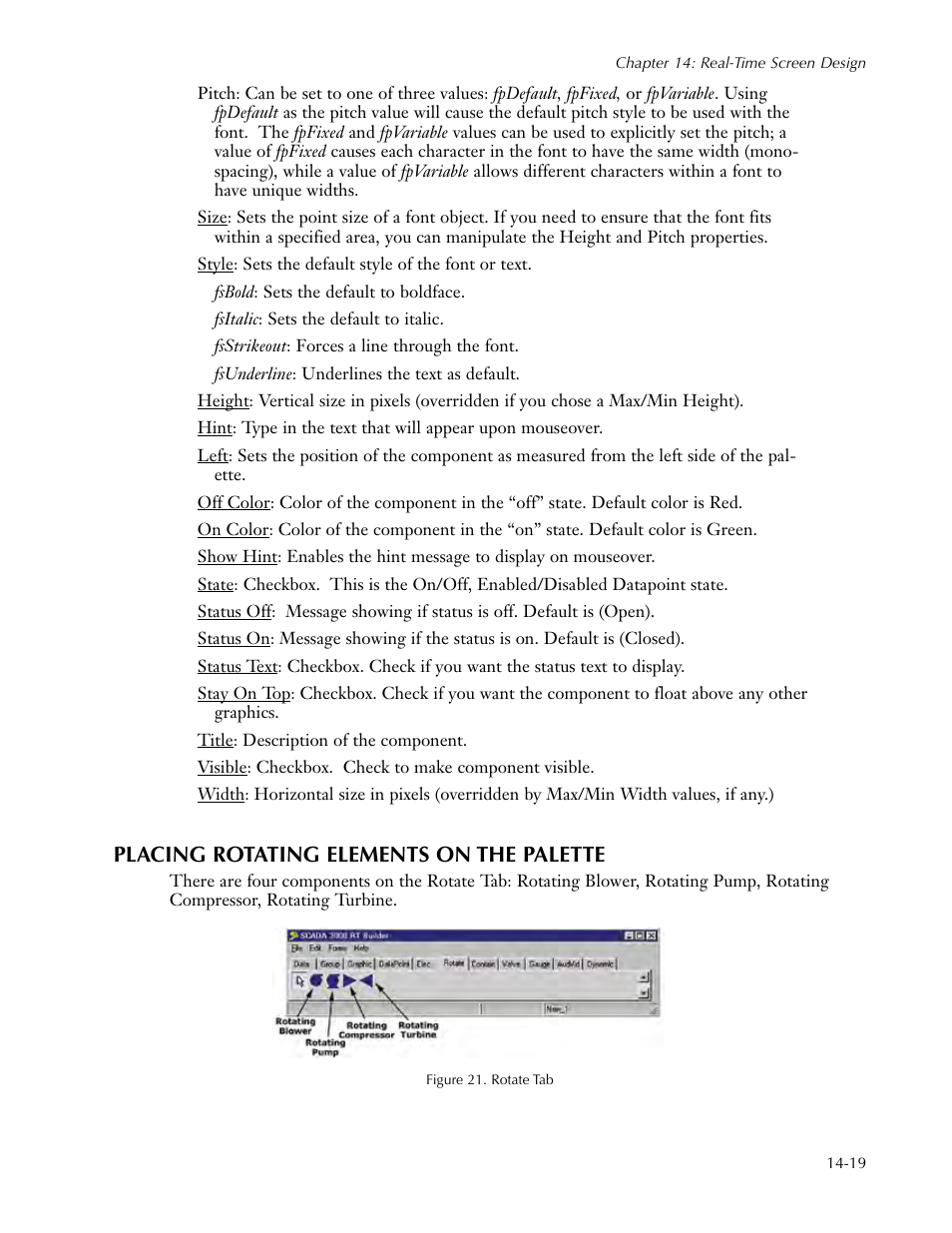 Placing rotating elements on the palette, Placing rotating elements on the palette -19 | Sensaphone SCADA 3000 Users manual User Manual | Page 143 / 318