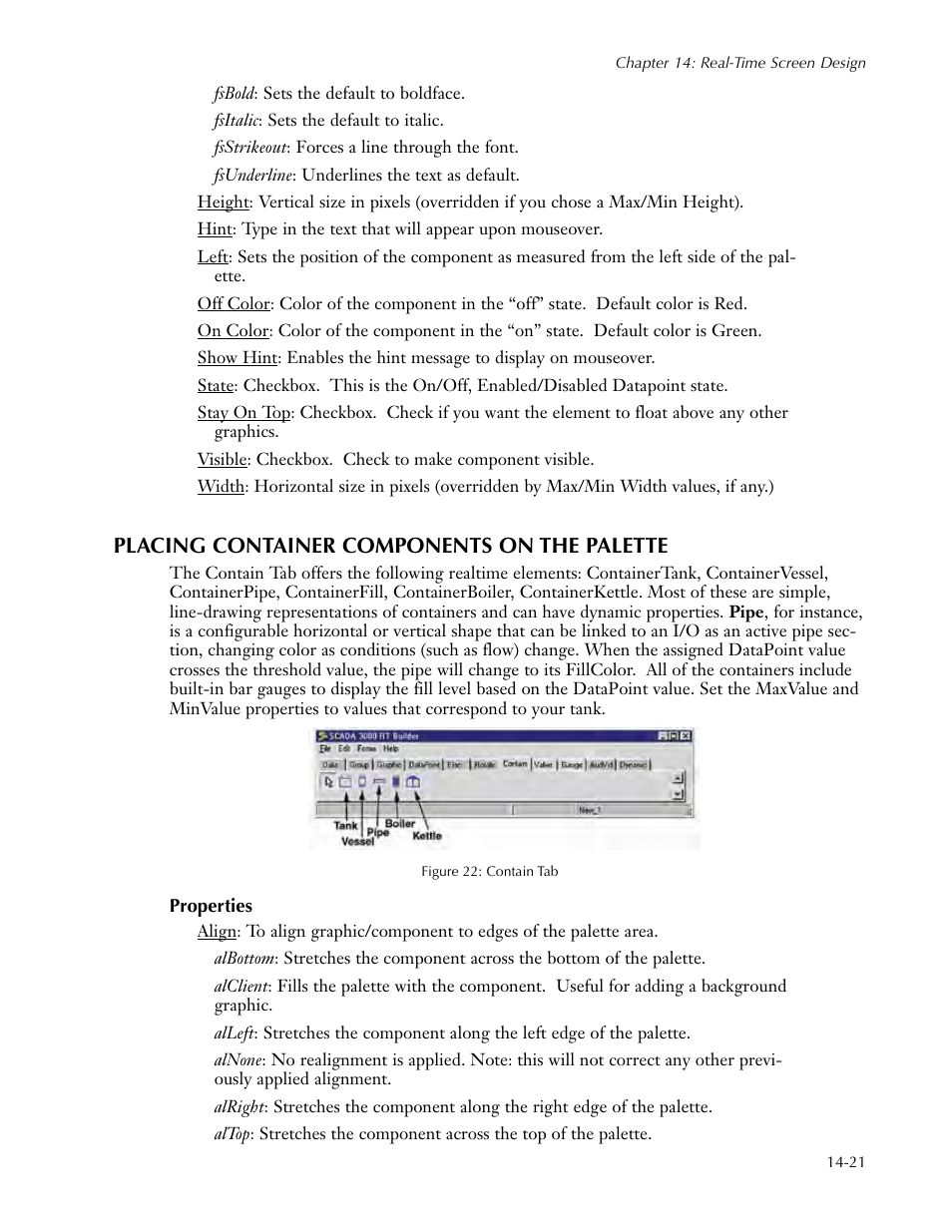 Placing container components on the palette, Placing container components on the palette -21 | Sensaphone SCADA 3000 Users manual User Manual | Page 145 / 318