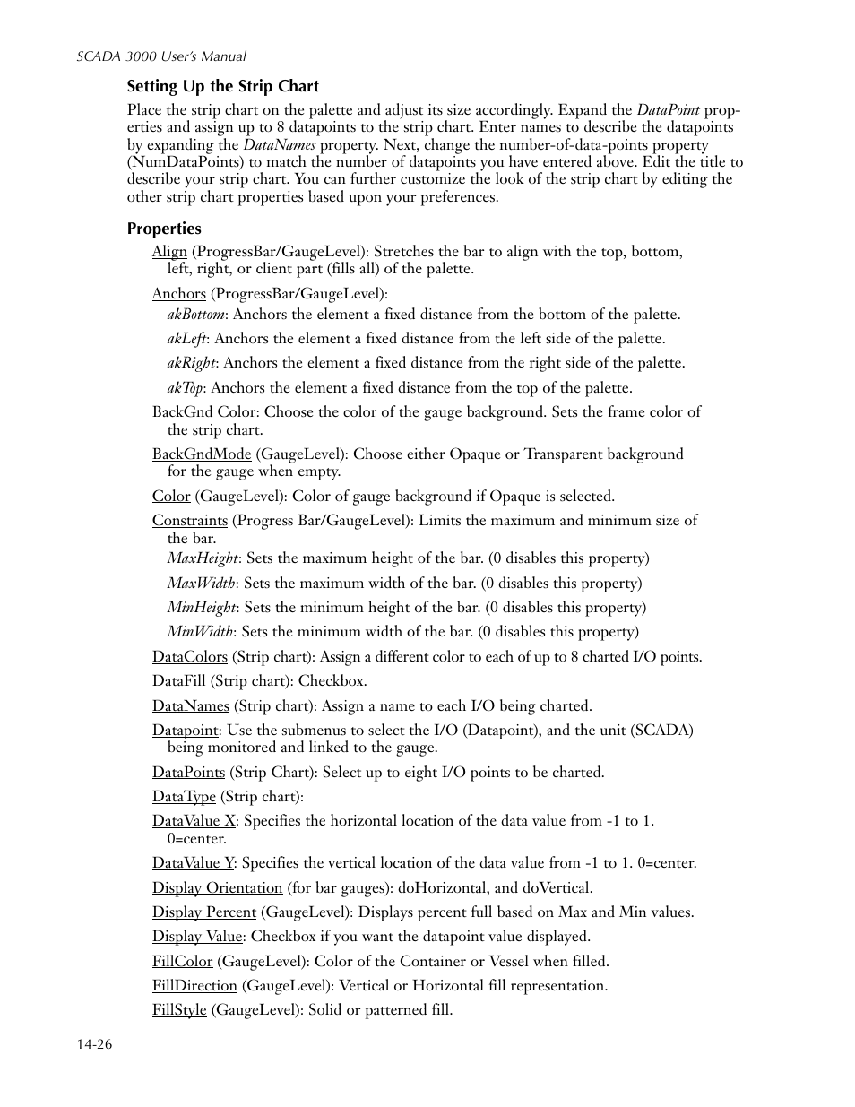 Setting up the strip chart, Setting up the strip chart -26 | Sensaphone SCADA 3000 Users manual User Manual | Page 150 / 318