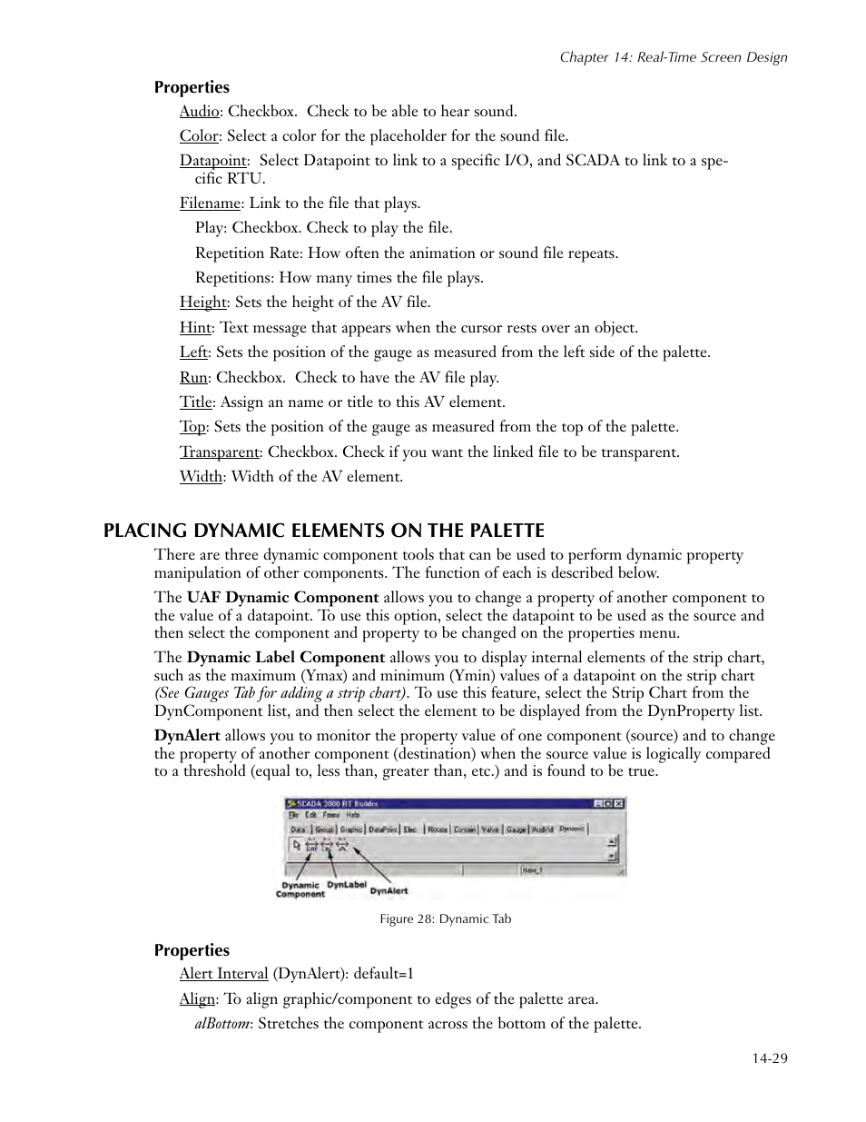 Placing dynamic elements on the palette, Placing dynamic elements on the palette -29 | Sensaphone SCADA 3000 Users manual User Manual | Page 153 / 318