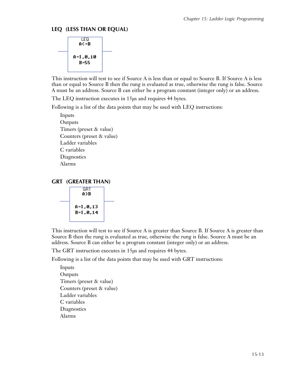 Leq (less than or equal), Grt (greater than) | Sensaphone SCADA 3000 Users manual User Manual | Page 169 / 318