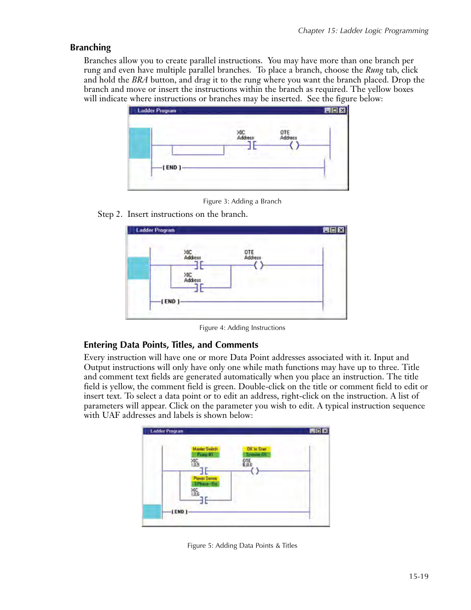 Branching, Entering data points, titles, and comments, Branching -19 | Entering data points, titles, and comments -19 | Sensaphone SCADA 3000 Users manual User Manual | Page 175 / 318