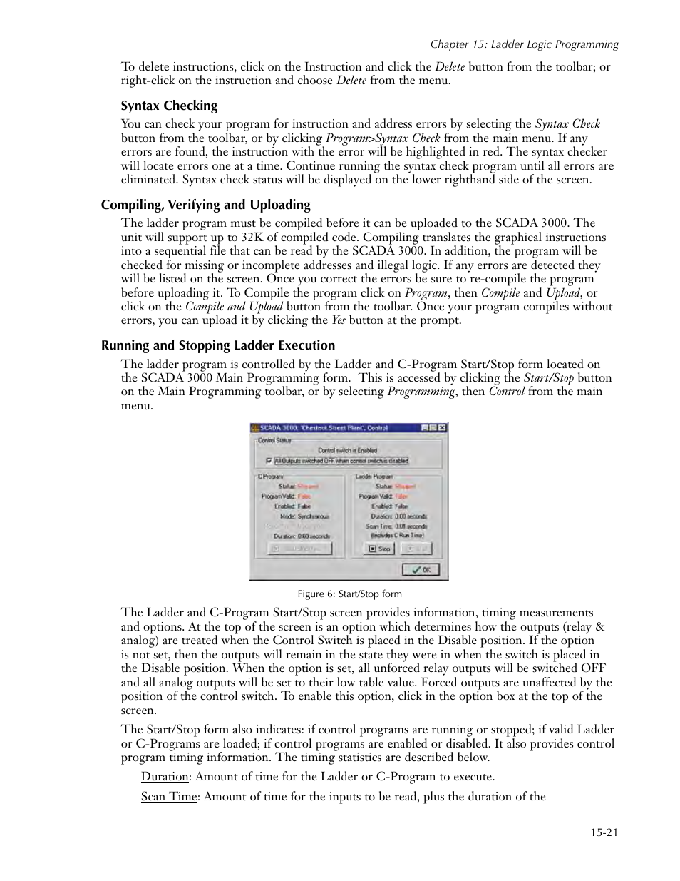 Syntax checking, Compiling, verifying and uploading, Running and stopping ladder execution | Syntax checking -21 | Sensaphone SCADA 3000 Users manual User Manual | Page 177 / 318