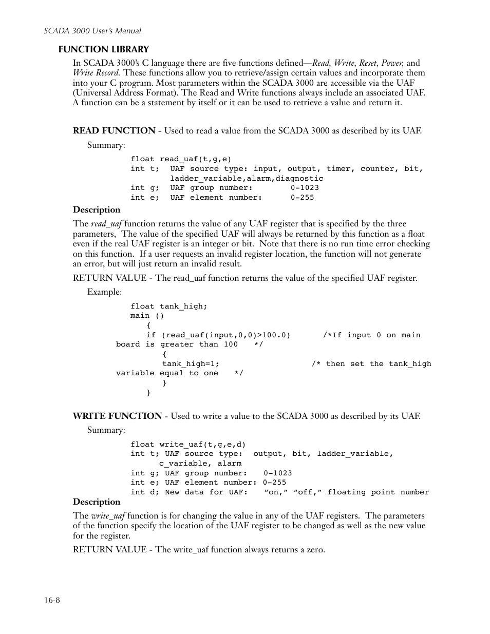 Function library, Function library -8 | Sensaphone SCADA 3000 Users manual User Manual | Page 194 / 318