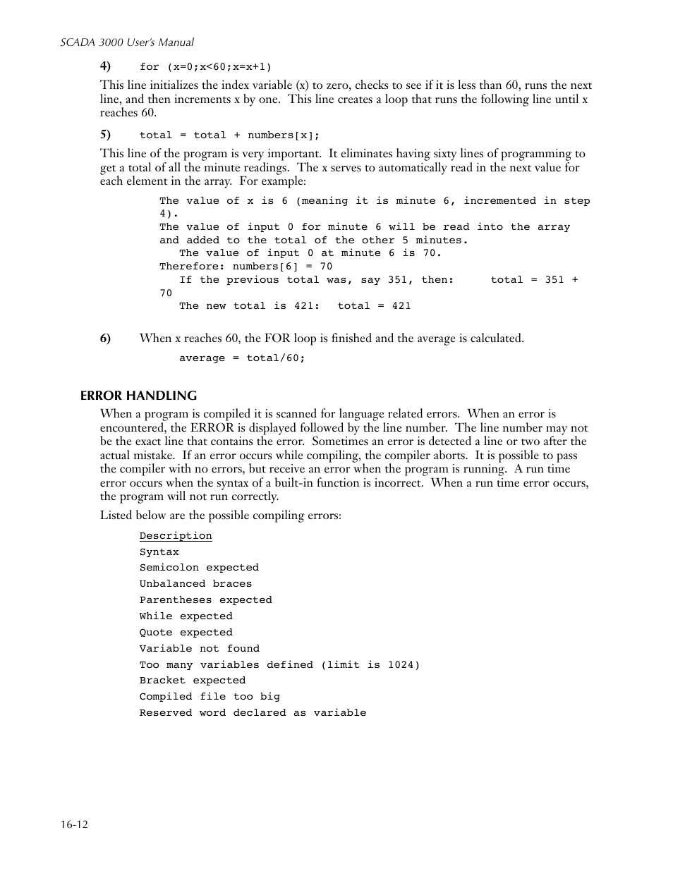 Error handling, Error handling -12 | Sensaphone SCADA 3000 Users manual User Manual | Page 198 / 318