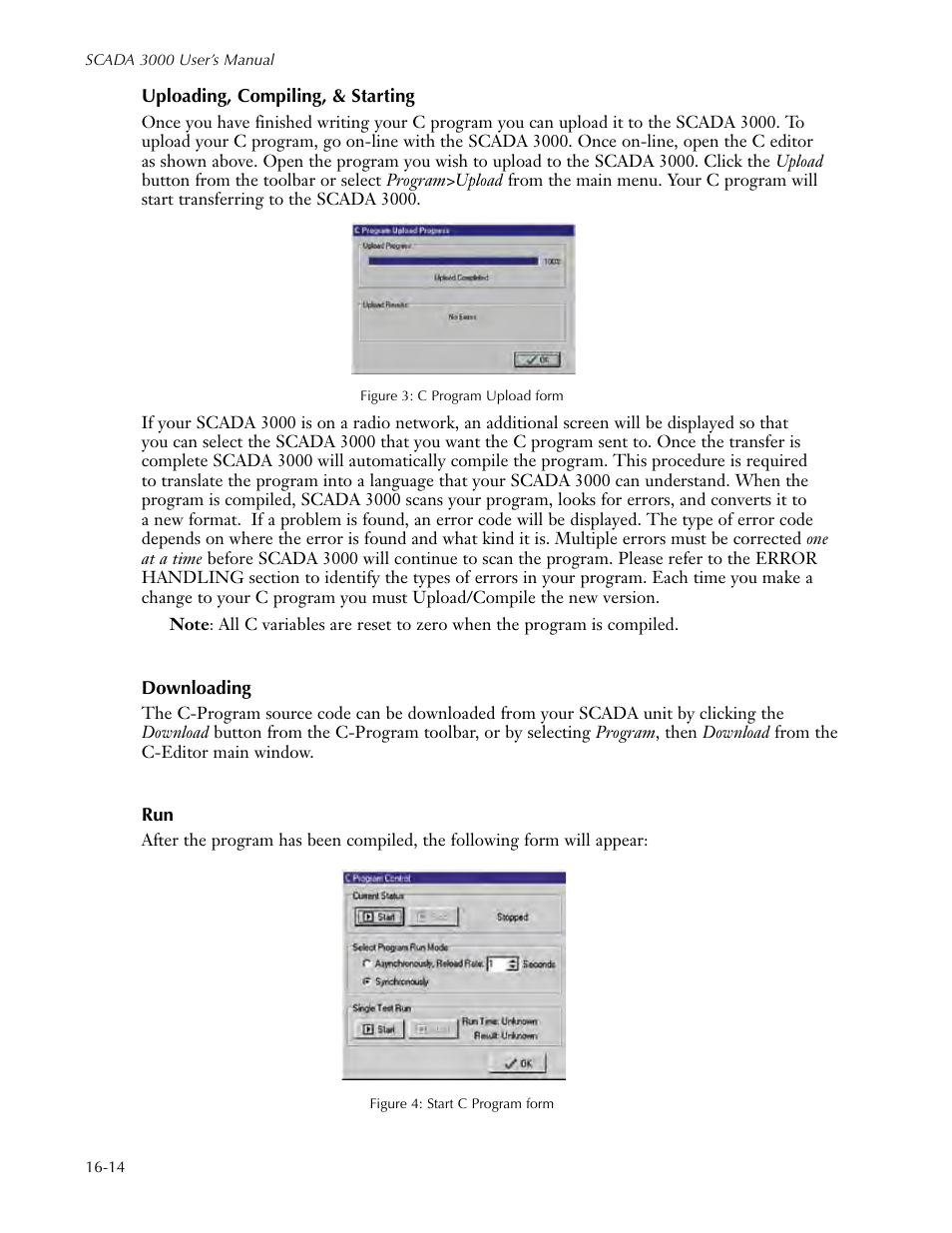 Uploading, compiling, & starting, Downloading | Sensaphone SCADA 3000 Users manual User Manual | Page 200 / 318