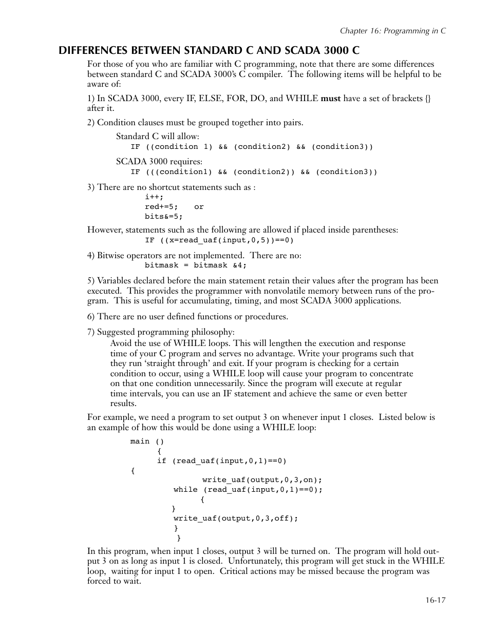 Differences between standard c and scada 3000 c | Sensaphone SCADA 3000 Users manual User Manual | Page 203 / 318