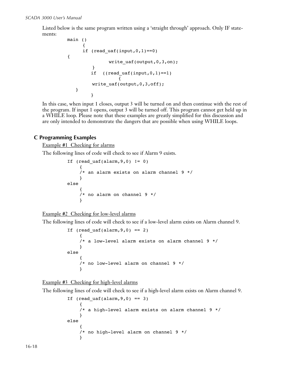 C programming examples, C programming examples -18 | Sensaphone SCADA 3000 Users manual User Manual | Page 204 / 318