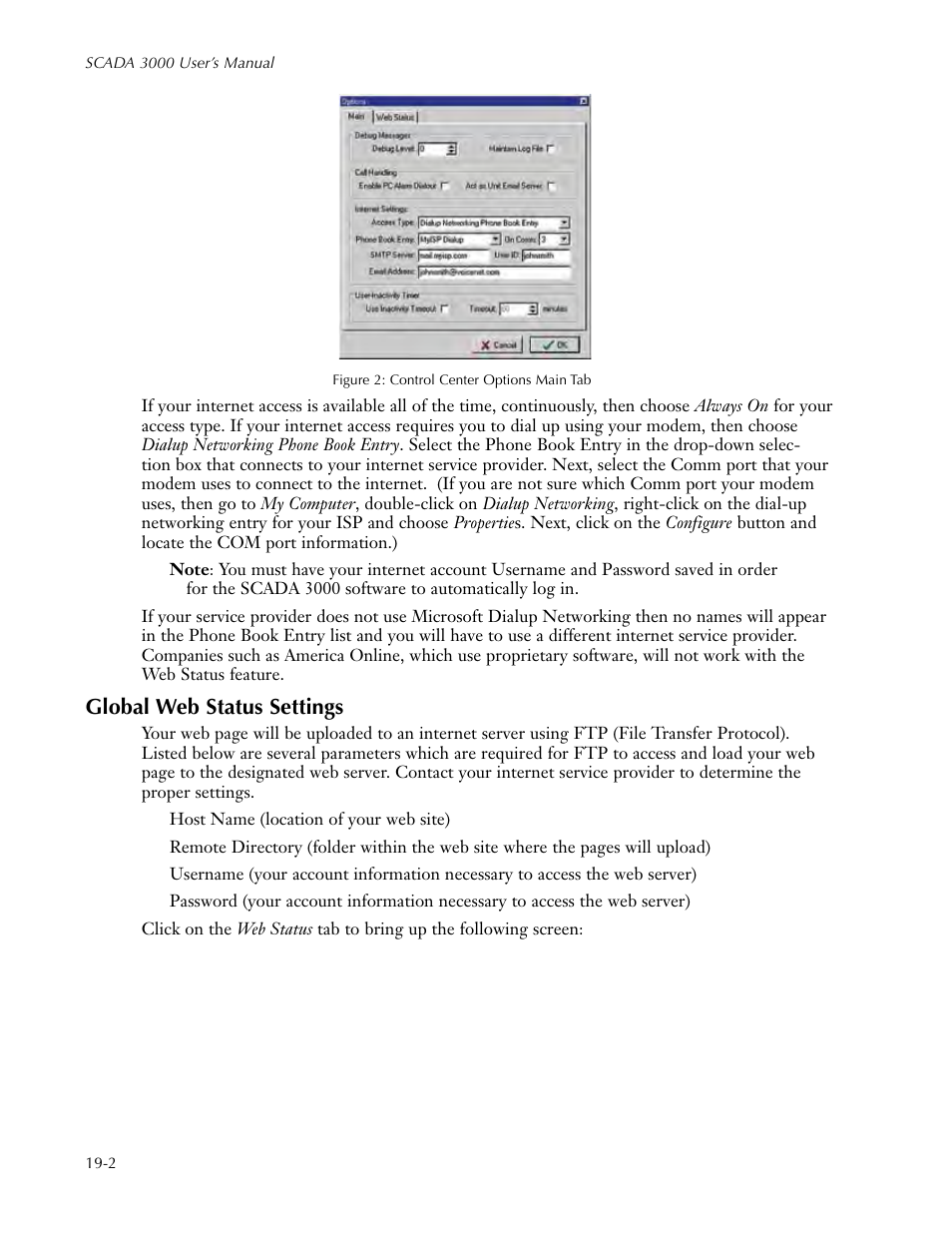 Global web status settings, Global web status settings -2 | Sensaphone SCADA 3000 Users manual User Manual | Page 216 / 318