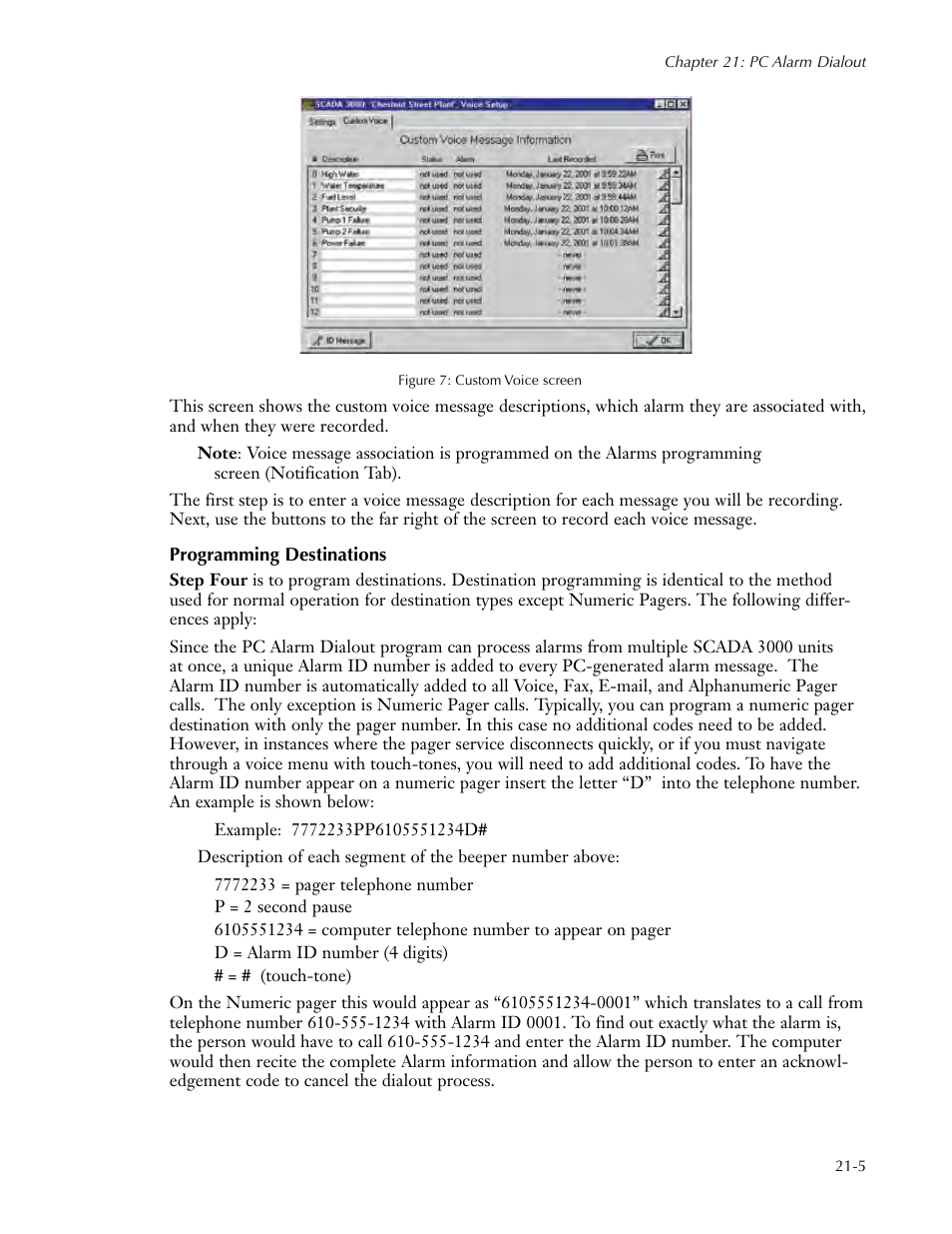 Programming destinations, Programming destinations -5 | Sensaphone SCADA 3000 Users manual User Manual | Page 229 / 318