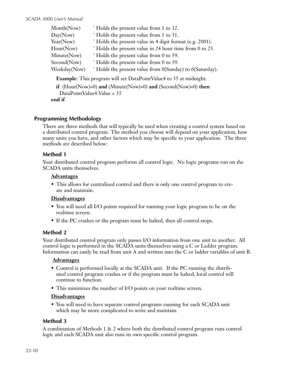 Programming methodology, Method 1, Method 2 | Method 3, Programming methodology -10, Method 1 -10 method 2 -10 method 3 -10 | Sensaphone SCADA 3000 Users manual User Manual | Page 242 / 318