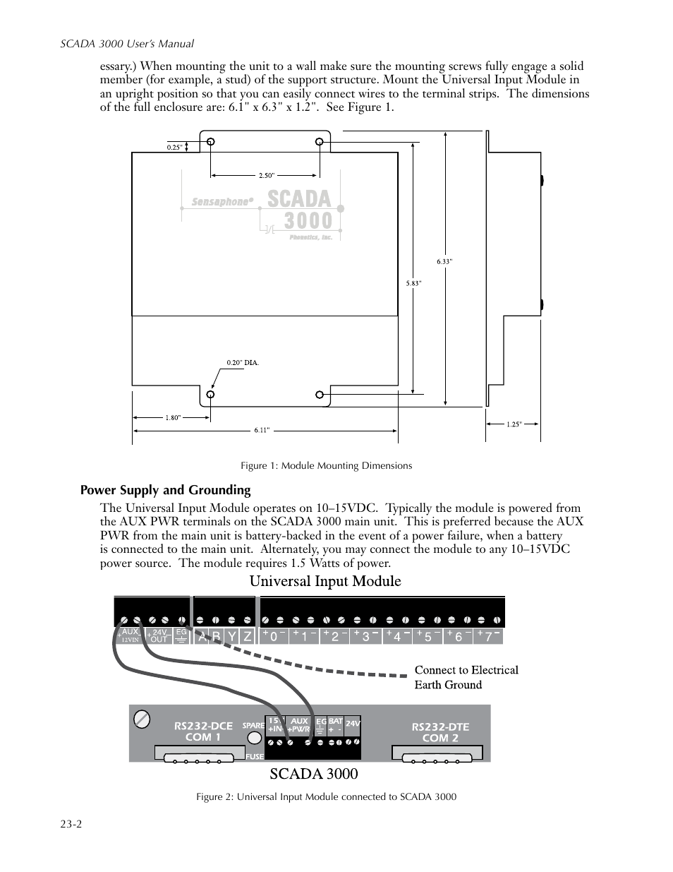 Power supply and grounding, Power supply and grounding -2 | Sensaphone SCADA 3000 Users manual User Manual | Page 246 / 318