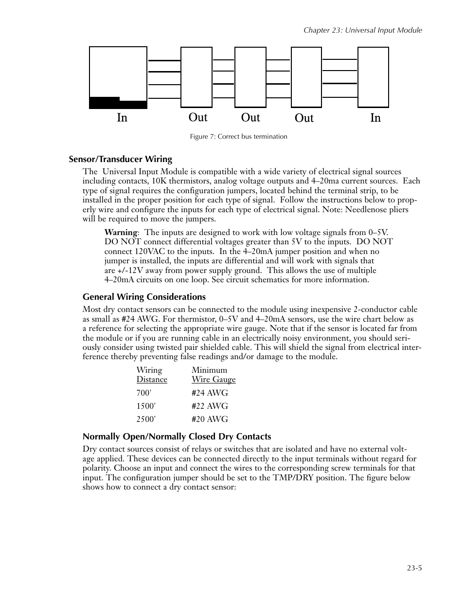 Sensor/transducer wiring, General wiring considerations, Normally open/normally closed dry contacts | Sensor/transducer wiring -5 | Sensaphone SCADA 3000 Users manual User Manual | Page 249 / 318