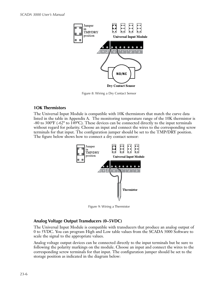 1ok thermistors, Analog voltage output transducers (0-5vdc) | Sensaphone SCADA 3000 Users manual User Manual | Page 250 / 318