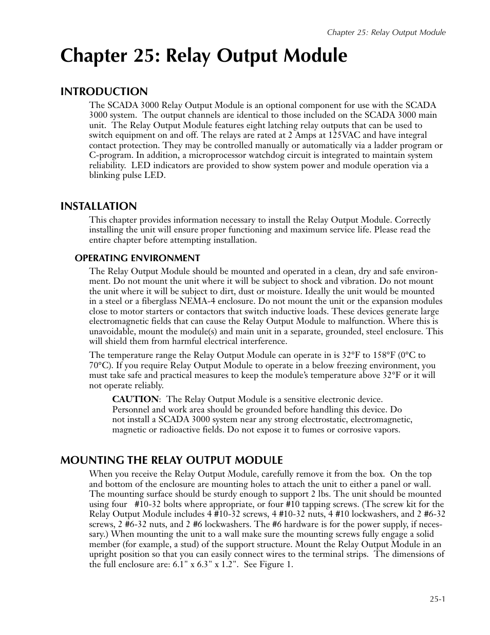 Chapter 25: relay output module | Sensaphone SCADA 3000 Users manual User Manual | Page 263 / 318