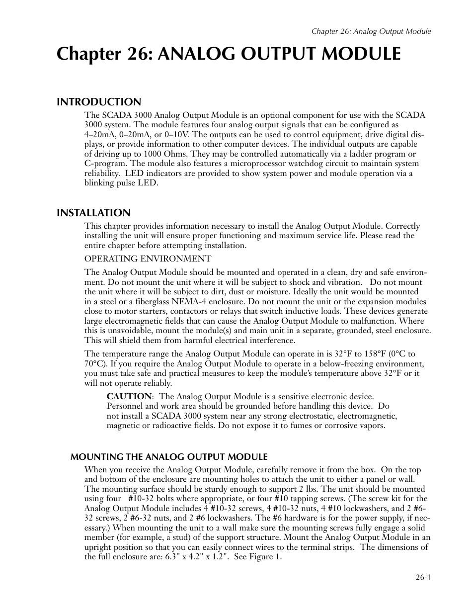 Chapter 26: analog output module | Sensaphone SCADA 3000 Users manual User Manual | Page 269 / 318