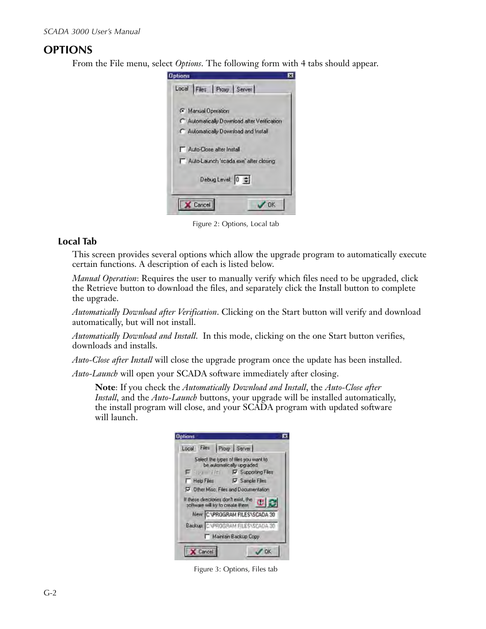 Options | Sensaphone SCADA 3000 Users manual User Manual | Page 290 / 318