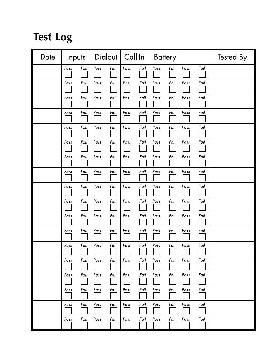 Test log, Test log t | Sensaphone SCADA 3000 Users manual User Manual | Page 317 / 318