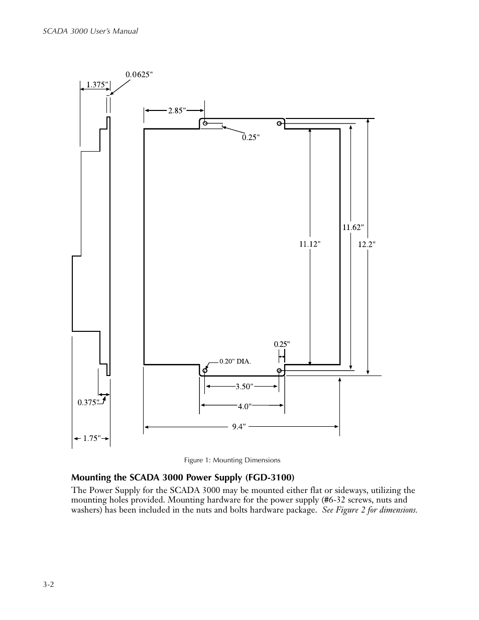 Mounting the scada 3000 power supply (fgd-3100), Mounting the scada 3000 power supply (fgd-3100) -2 | Sensaphone SCADA 3000 Users manual User Manual | Page 38 / 318