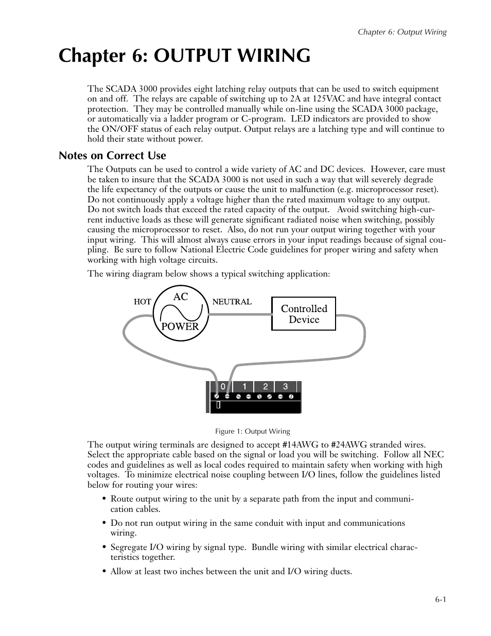 Chapter 6: output wiring, Notes on correct use, Chapter 6: output wiring -1 | Notes on correct use -1 | Sensaphone SCADA 3000 Users manual User Manual | Page 53 / 318