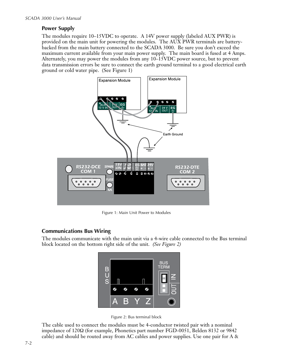 Power supply, Communications bus wiring, Power supply -2 communications bus wiring -2 | Sensaphone SCADA 3000 Users manual User Manual | Page 56 / 318