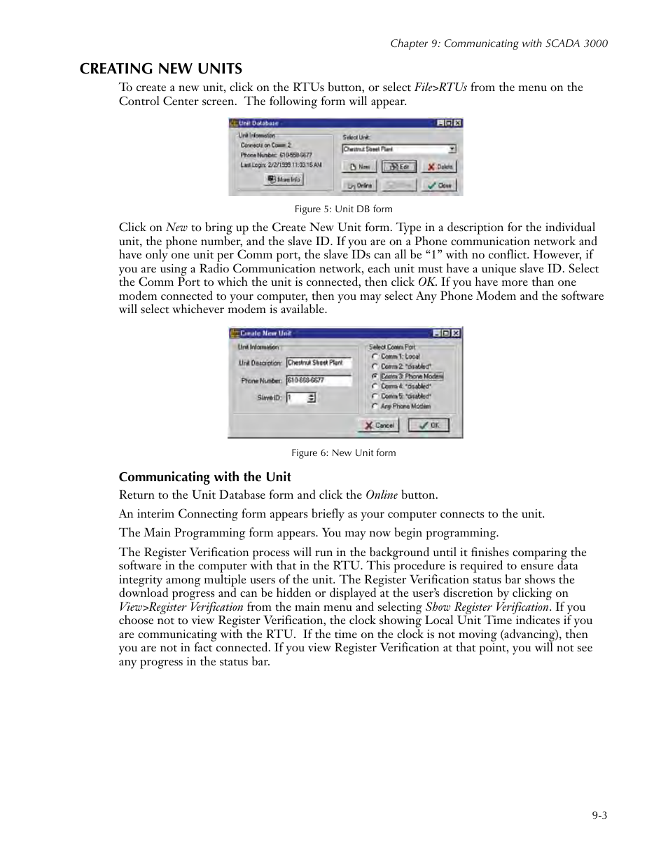 Creating new units, Creating new units -3 | Sensaphone SCADA 3000 Users manual User Manual | Page 63 / 318