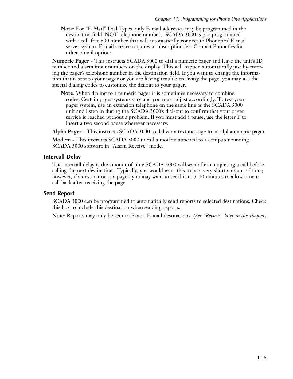 Intercall delay, Send report, Intercall delay -5 send report -5 | Sensaphone SCADA 3000 Users manual User Manual | Page 87 / 318