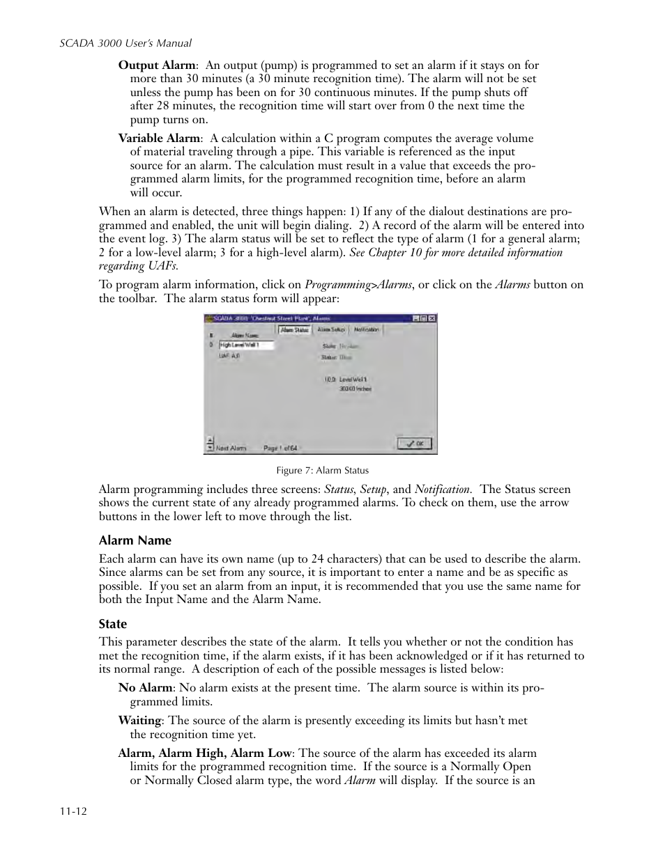 Alarm name, State, Alarm name -12 state -12 | Sensaphone SCADA 3000 Users manual User Manual | Page 94 / 318