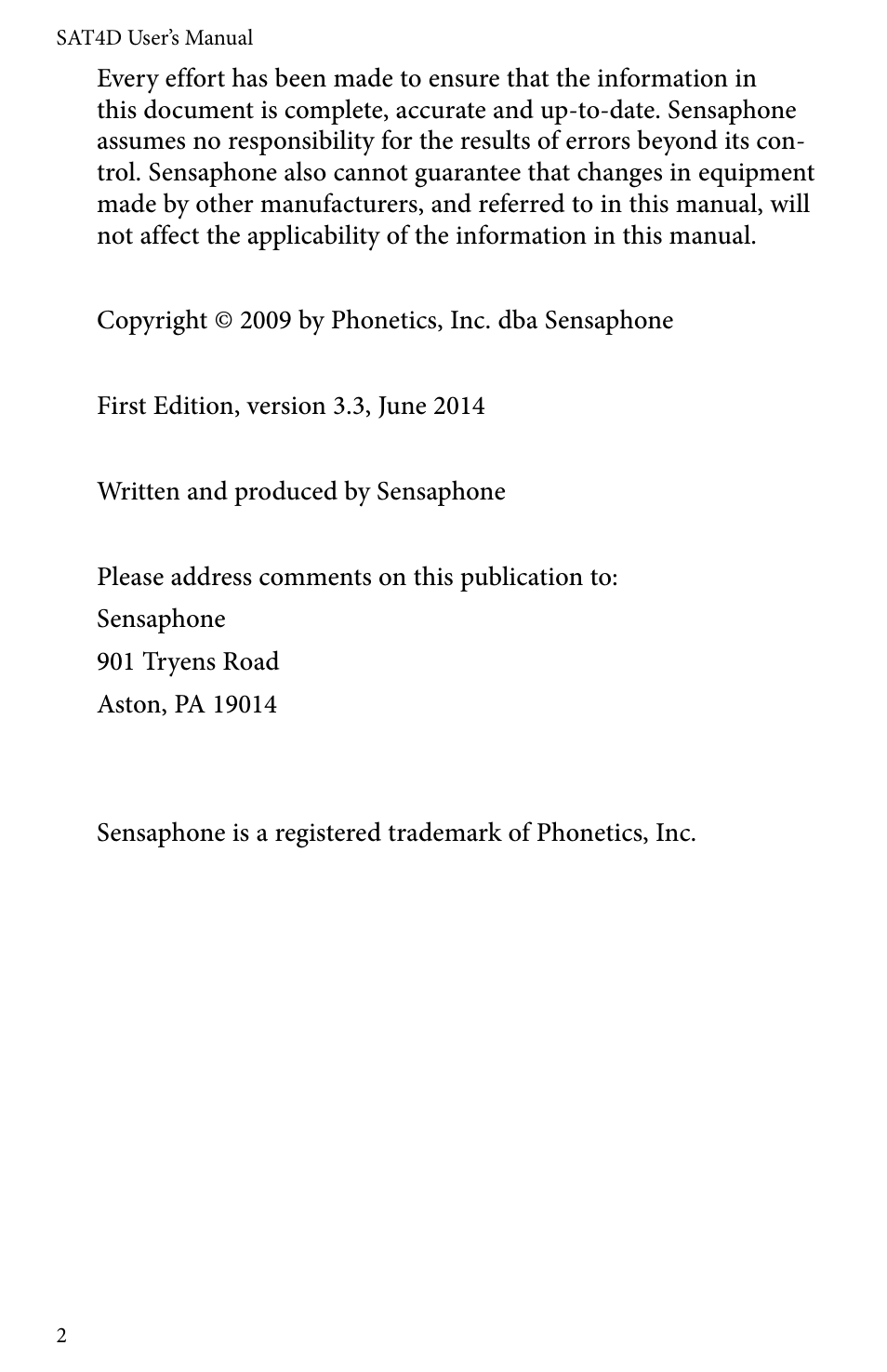 Sensaphone SAT4D User Manual | Page 2 / 32