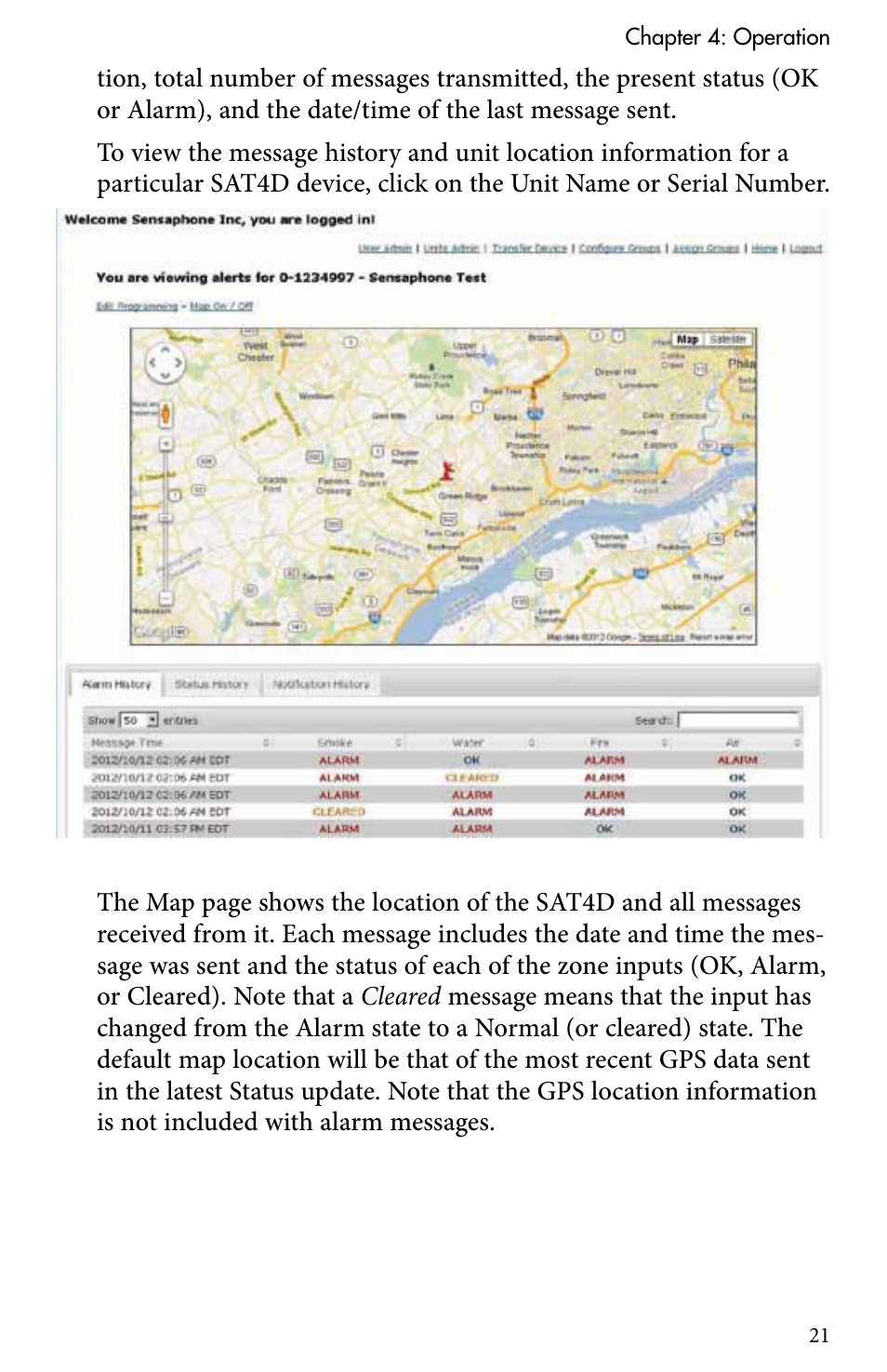Alarm message delivery sample alarm messages | Sensaphone SAT4D User Manual | Page 21 / 32